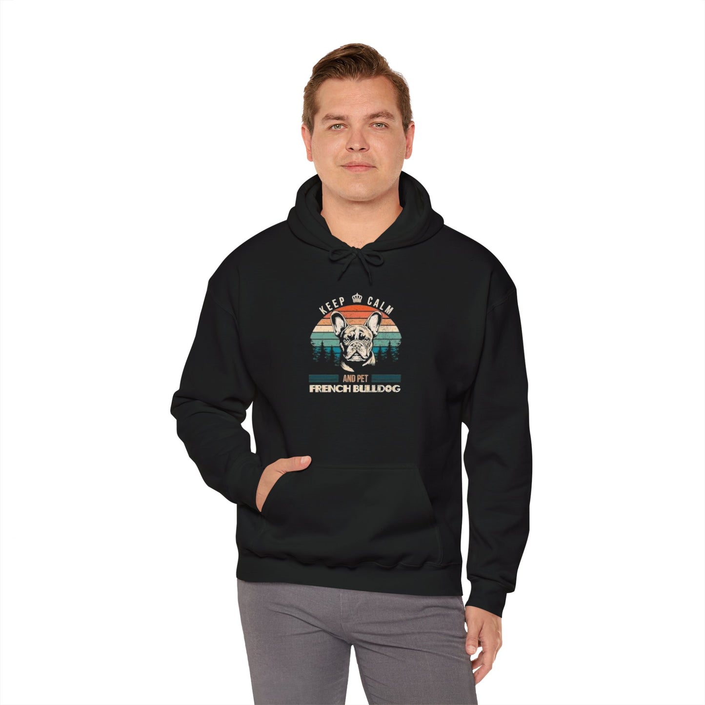 Keep Calm and Pet French Bulldog Unisex Hoodie