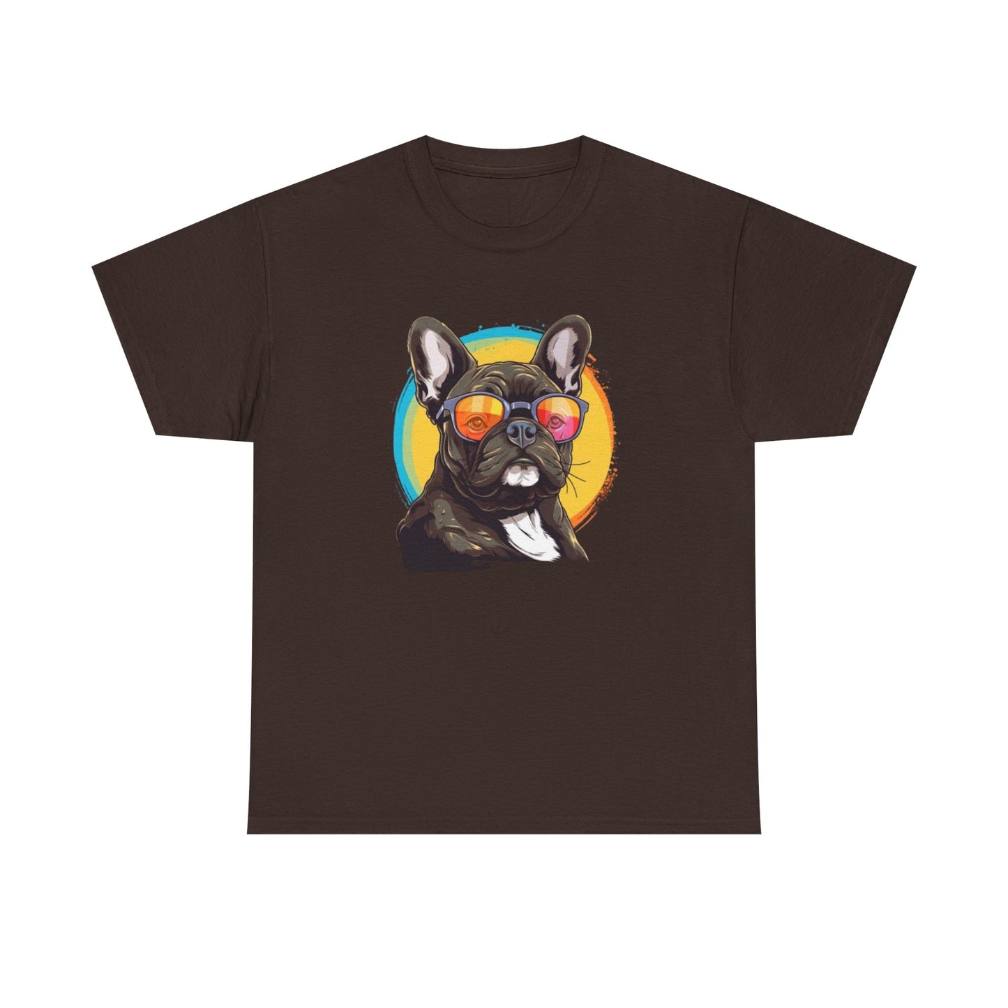 Cool French Bulldog Sunglasses Unisex Heavy Cotton Tee