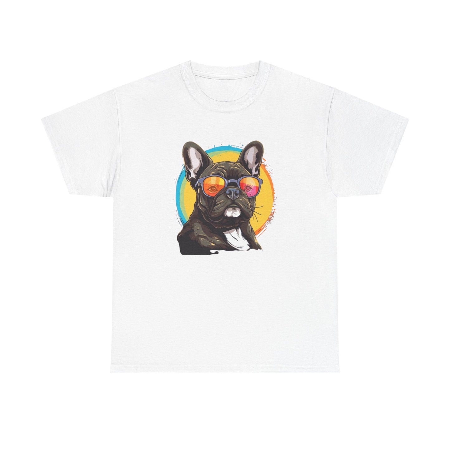 Cool French Bulldog Sunglasses Unisex Heavy Cotton Tee