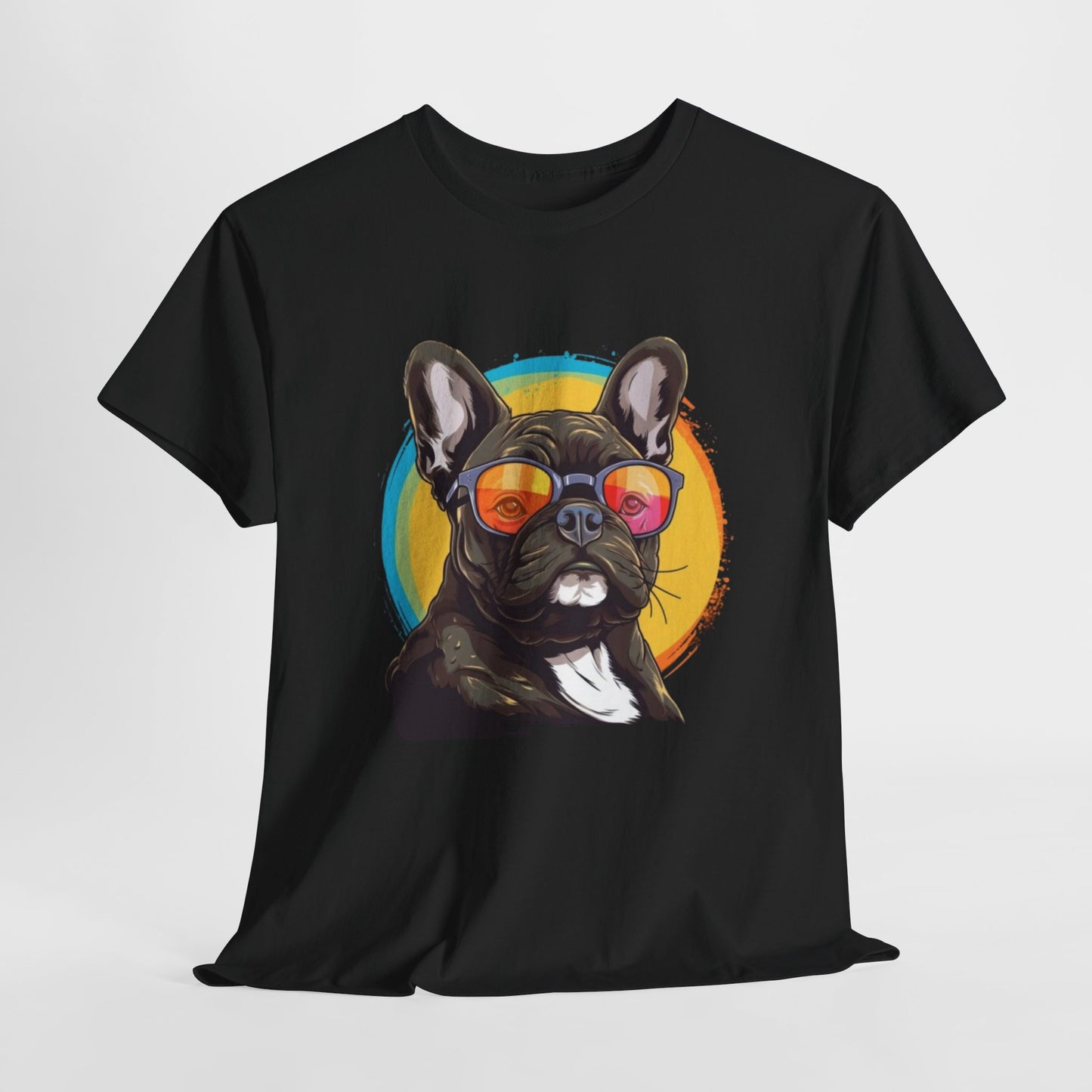 Cool French Bulldog Sunglasses Unisex Heavy Cotton Tee