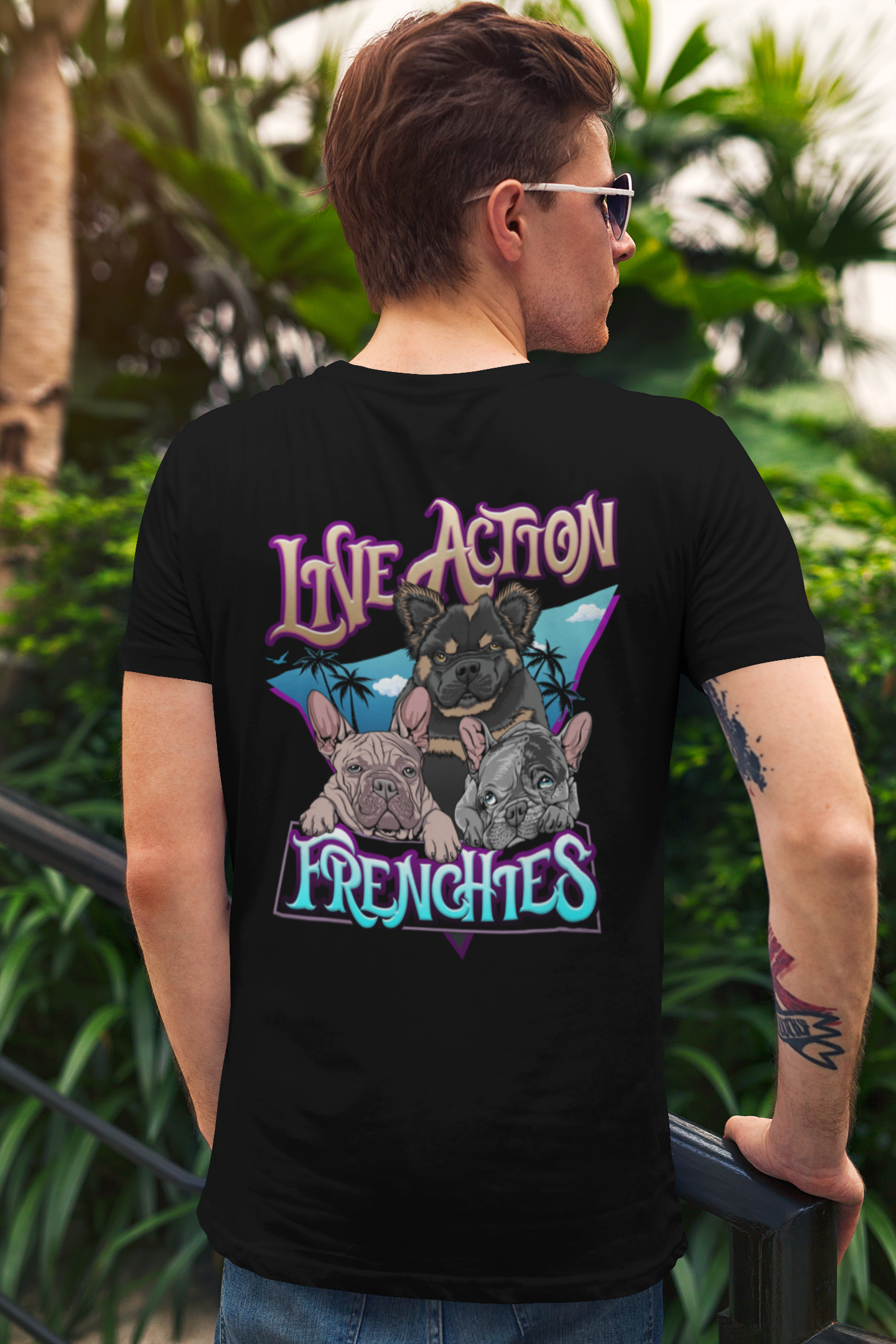 Fun Graphic Tee - 'Line Action Frenchies' Unisex T-Shirt